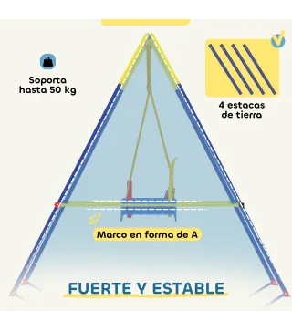 Columpio para Bebés 3 en 1 con Cuerdas Ajustables Cinturón de Seguridad Marco de Acero Plegable Azul
