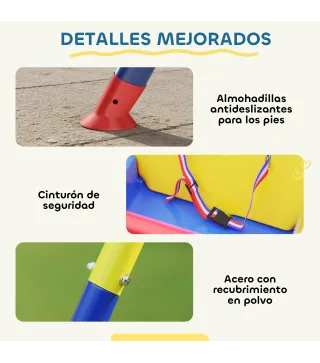 Columpio para Bebés 3 en 1 con Cuerdas Ajustables Cinturón de Seguridad Marco de Acero Plegable Azul