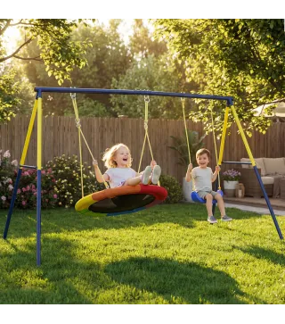 Estructura de Columpio Infantil Metálica para 2 Columpios Carga 150 kg para Asiento de Columpio Nido Azul