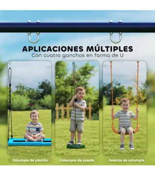 Estructura de Columpio Infantil Metálica para 2 Columpios Carga 150 kg para Asiento de Columpio Nido Azul