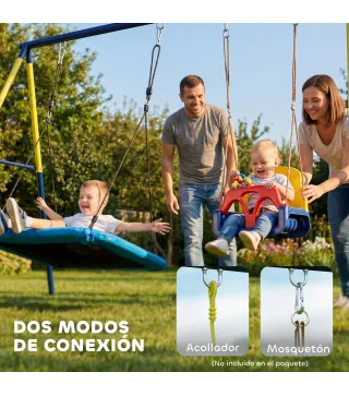 Estructura de Columpio Infantil Metálica para 2 Columpios Carga 150 kg para Asiento de Columpio Nido Azul