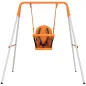 Columpio para Bebés Columpio Jardín Exterior de Acero con Respaldo Cinturón de Seguridad Carga 25 kg Naranja