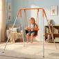 Columpio para Bebés Columpio Jardín Exterior de Acero con Respaldo Cinturón de Seguridad Carga 25 kg Naranja
