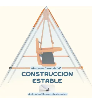 Columpio para Bebés Columpio Jardín Exterior de Acero con Respaldo Cinturón de Seguridad Carga 25 kg Naranja