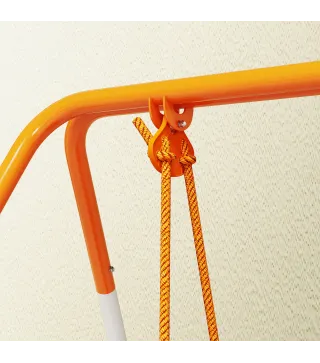 Columpio para Bebés Columpio Jardín Exterior de Acero con Respaldo Cinturón de Seguridad Carga 25 kg Naranja