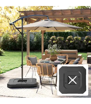 Juego de 2 Pesas para Sombrilla, Bases para Sombrilla Rellenables 80 kg con Agua 80 kg o Mezcla de Agua y Arena 105 kg