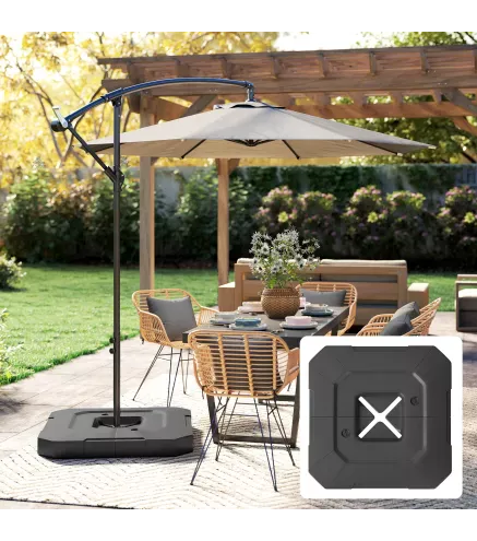 Juego de 2 Pesas para Sombrilla, Bases para Sombrilla Rellenables 80 kg con Agua 80 kg o Mezcla de Agua y Arena 105 kg