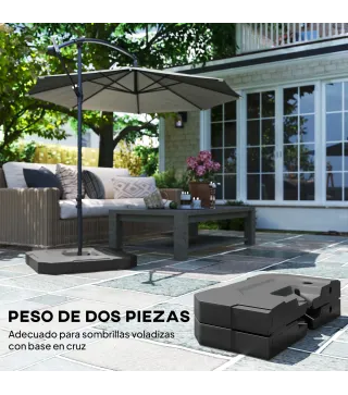 Juego de 2 Pesas para Sombrilla, Bases para Sombrilla Rellenables 80 kg con Agua 80 kg o Mezcla de Agua y Arena 105 kg