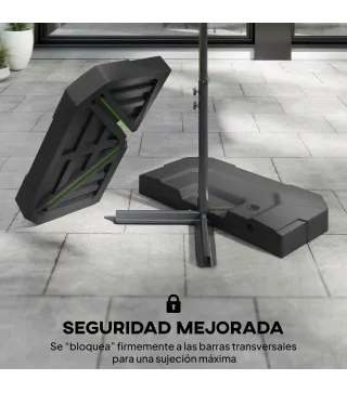 Juego de 2 Pesas para Sombrilla, Bases para Sombrilla Rellenables 80 kg con Agua 80 kg o Mezcla de Agua y Arena 105 kg