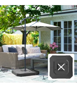 Juego de 2 Pesas para Sombrilla, Bases para Sombrilla Rellenables 80 kg con Agua 80 kg o Mezcla de Agua y Arena 105 kg