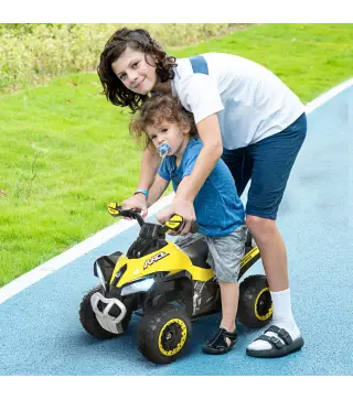Cuatriciclo Infantil Tipo Quad Todoterreno con Luces Sonidos y Asiento Amplio +18 Meses 67,5x38x44 cm Amarillo y Negro