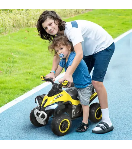 Cuatriciclo Infantil Tipo Quad Todoterreno con Luces Sonidos y Asiento Amplio +18 Meses 67,5x38x44 cm Amarillo y Negro