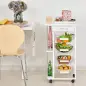 Carrito de Cocina con Ruedas Carro Multiusos con Cajón 4 Cestas Extraíbles de Metal y Bastidores 47x37x83 cm Blanco