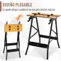 Banco de Trabajo Plegable, 4 en 1, Mesa de Trabajo con 4 Abrazaderas Ajustables, 2 Manivelas, 2 Paneles de MDF, para Garaje y Ta
