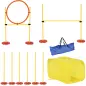 Conjunto 4 Obstáculos de Entrenamiento para Perro Set de Agilidad para Mascotas Estable Altura Ajustable de Aro con Túnel Postes