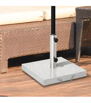 Base de Sombrilla Exterior Universal 25 kg de Mármol con 2 Ruedas y Asa de Transporte Tubo de Ø35/38/48 mm Soporte de Parasol pa