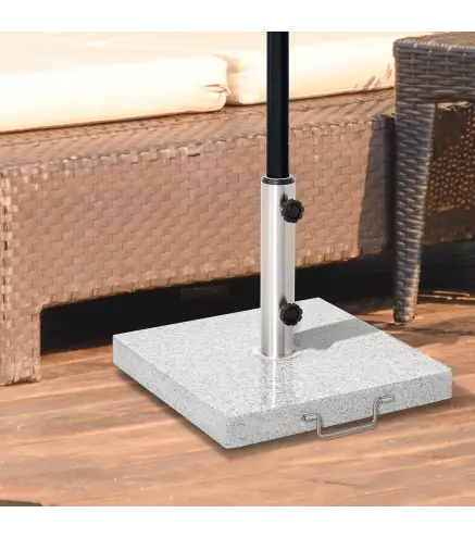 Base de Sombrilla Exterior Universal 25 kg de Mármol con 2 Ruedas y Asa de Transporte Tubo de Ø35/38/48 mm Soporte de Parasol pa