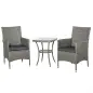 Conjunto de Muebles para Jardín Juegos de Muebles de Ratán Incluye 1 Mesa y 2 Sillones con Cojines Estructura de Metal para Terr