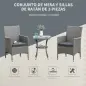 Conjunto de Muebles para Jardín Juegos de Muebles de Ratán Incluye 1 Mesa y 2 Sillones con Cojines Estructura de Metal para Terr