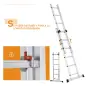 Escalera Aluminio Triangular de Tijera Plegable Portátil 2 Formas de Uso Pie Antideslizante Altura 160-249 cm Plata