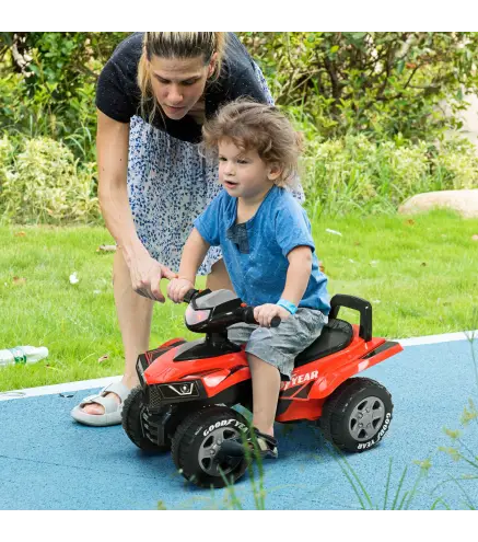 Quad Correpasillos para Niños Mayores de 18-36 Meses Coche Cuatrimoto con Funciones de Luces Bocina y Espacio Secreto de