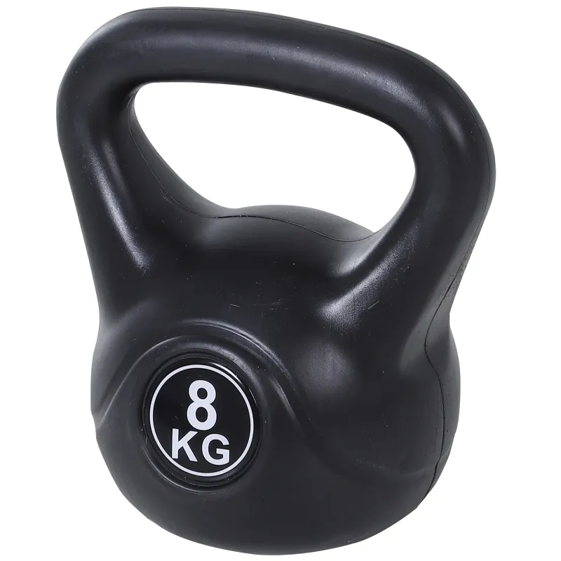 Pesa Rusa de 8 kg Kettlebell Relleno de Arena con Mango Ancho Antideslizante para Entrenamiento 22x17x24 cm Negro