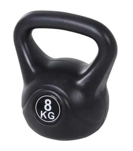 Pesa Rusa de 8 kg Kettlebell Relleno de Arena con Mango Ancho Antideslizante para Entrenamiento 22x17x24 cm Negro