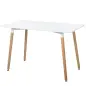 Mesa de Comedor Estilo Nórdico Mesa de Cocina con Patas de Madera de Haya Estructura de Metal 120x60x75 cm Blanco