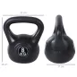 Pesa Rusa de 8 kg Kettlebell Relleno de Arena con Mango Ancho Antideslizante para Entrenamiento 22x17x24 cm Negro