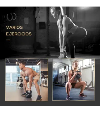 Pesa Rusa de 8 kg Kettlebell Relleno de Arena con Mango Ancho Antideslizante para Entrenamiento 22x17x24 cm Negro