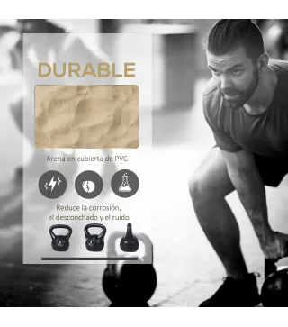 Pesa Rusa de 8 kg Kettlebell Relleno de Arena con Mango Ancho Antideslizante para Entrenamiento 22x17x24 cm Negro