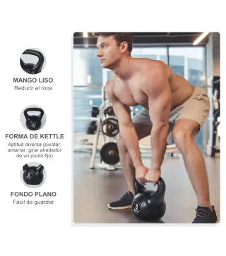 Pesa Rusa de 8 kg Kettlebell Relleno de Arena con Mango Ancho Antideslizante para Entrenamiento 22x17x24 cm Negro