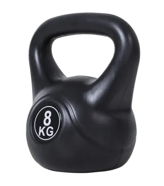 Pesa Rusa de 8 kg Kettlebell Relleno de Arena con Mango Ancho Antideslizante para Entrenamiento 22x17x24 cm Negro