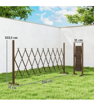 Valla de Jardín Exterior de Aleación de Aluminio Puerta de Jardín Exterior Extensible 250x31x103,5 cm Café Oscuro