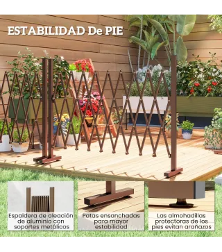 Valla de Jardín Exterior de Aleación de Aluminio Puerta de Jardín Exterior Extensible 250x31x103,5 cm Café Oscuro