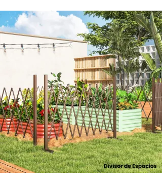 Valla de Jardín Exterior de Aleación de Aluminio Puerta de Jardín Exterior Extensible 250x31x103,5 cm Café Oscuro