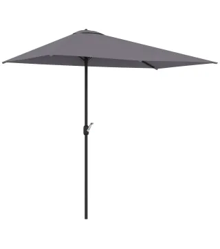 Sombrilla Rectangular 230x130x245 cm Parasol para Pared Media Sombrilla con Manivela Protección UV 30+ Impermeable Sombrilla par