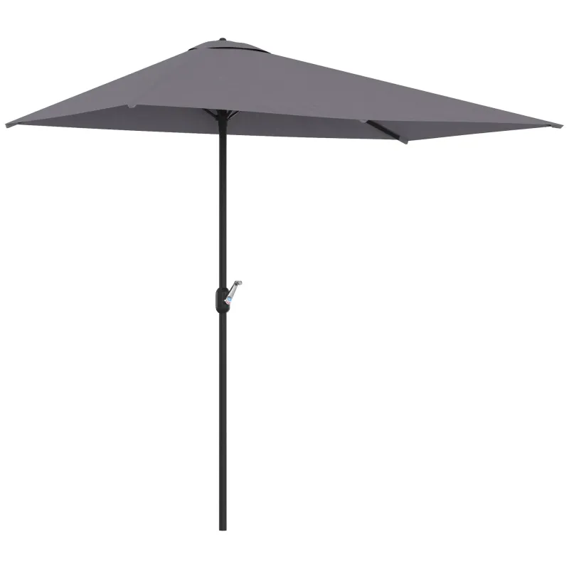 Sombrilla Rectangular 230x130x245 cm Parasol para Pared Media Sombrilla con Manivela Protección UV 30+ Impermeable Tela Poliéste