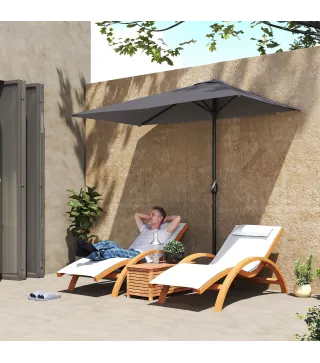 Sombrilla Rectangular 230x130x245 cm Parasol para Pared Media Sombrilla con Manivela Protección UV 30+ Impermeable Tela Poliéste