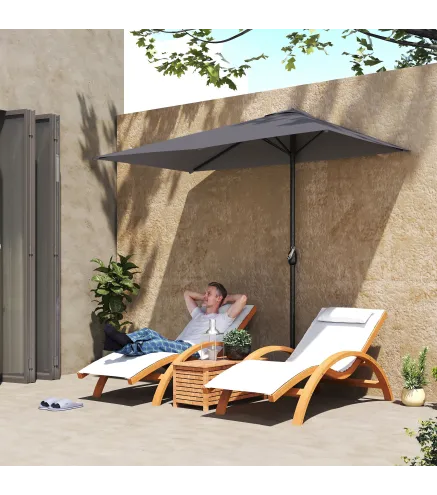 Sombrilla Rectangular 230x130x245 cm Parasol para Pared Media Sombrilla con Manivela Protección UV 30+ Impermeable Tela Poliéste