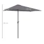 Sombrilla Rectangular 230x130x245 cm Parasol para Pared Media Sombrilla con Manivela Protección UV 30+ Impermeable Tela Poliéste