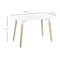 Mesa de Comedor Estilo Nórdico Mesa de Cocina con Patas de Madera de Haya Estructura de Metal 120x60x75 cm Blanco