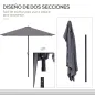 Sombrilla Rectangular 230x130x245 cm Parasol para Pared Media Sombrilla con Manivela Protección UV 30+ Impermeable Tela Poliéste