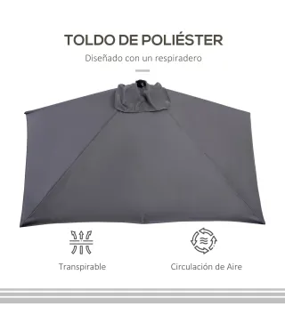 Sombrilla Rectangular 230x130x245 cm Parasol para Pared Media Sombrilla con Manivela Protección UV 30+ Impermeable Sombrilla par