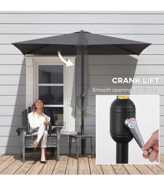 Sombrilla Rectangular 230x130x245 cm Parasol para Pared Media Sombrilla con Manivela Protección UV 30+ Impermeable Sombrilla par