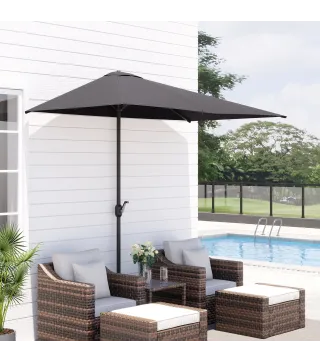 Sombrilla Rectangular 230x130x245 cm Parasol para Pared Media Sombrilla con Manivela Protección UV 30+ Impermeable Sombrilla par