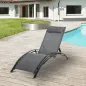 Tumbona Reclinable de Aluminio con Respaldo Ajustable en 5 Posiciones y Reposacabezas Extraíble Acolchado Texteline para Jardín