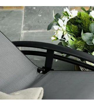 Tumbona Reclinable de Aluminio con Respaldo Ajustable en 5 Posiciones y Reposacabezas Extraíble Acolchado Textelino