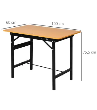 Banco de Trabajo Plegable con Regla Transportador Carga 100 kg 100x60x75,5 cm Natural y Negro