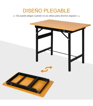 Banco de Trabajo Plegable con Regla Transportador Carga 100 kg 100x60x75,5 cm Natural y Negro